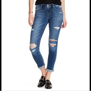 Joe’s rolled cropped distressed jeans